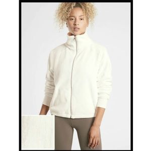 Athleta Double Cozy Karma Recover Full Zip Jacket, white SIZE S